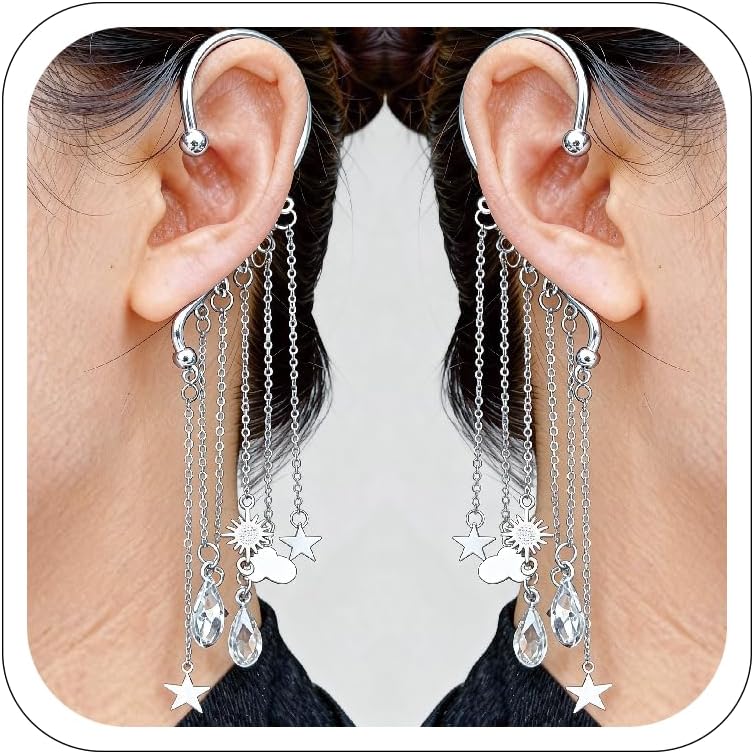 CSIYANJRY99 Elf Ear Cuffs for Women Butterfly Earrings Fairy Ears Goth Punk Ear Cuffs Halloween Accessorie Gothic Punk Jewelry Wrap Droping Earrings - Image 1